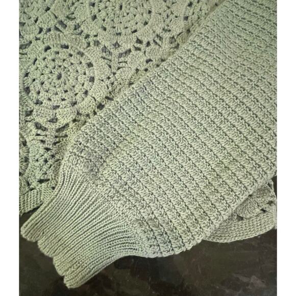 Francesca’s Sage Green Crochet Sweater Top - Scallop Hem - Picture 3 of 8